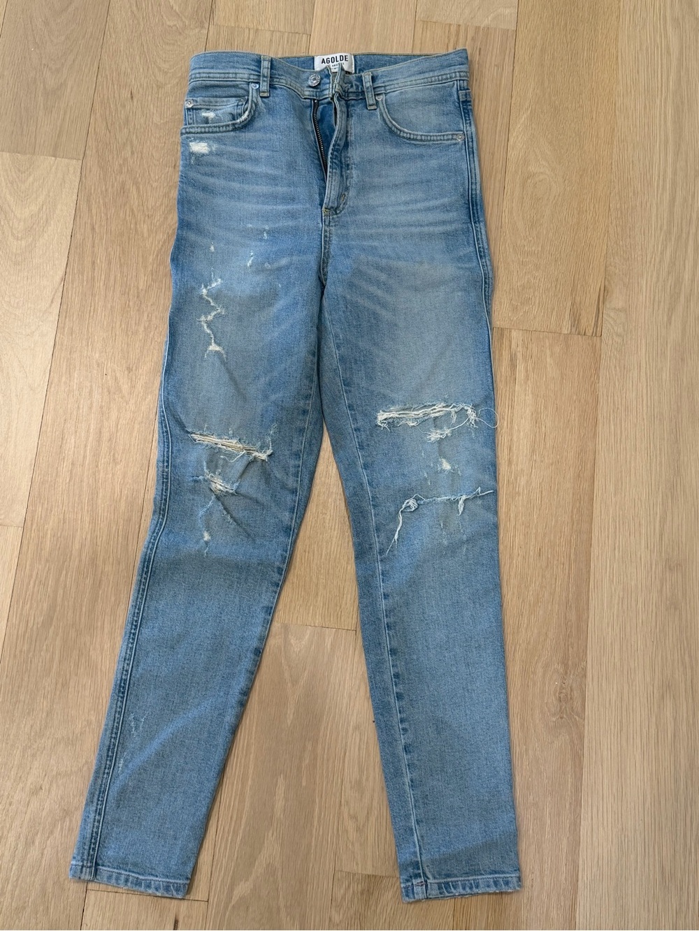 Agolde Light Blue Ripped Skinny Jeans